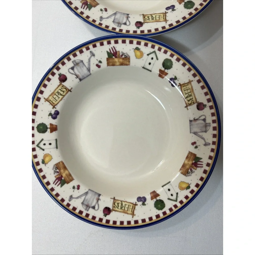 Cambridge Potteries Winters Garden Set of 4 Wide Rimmed Bowls Cottagecore Farm